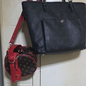 Black and Red Designer Women's Bag Set